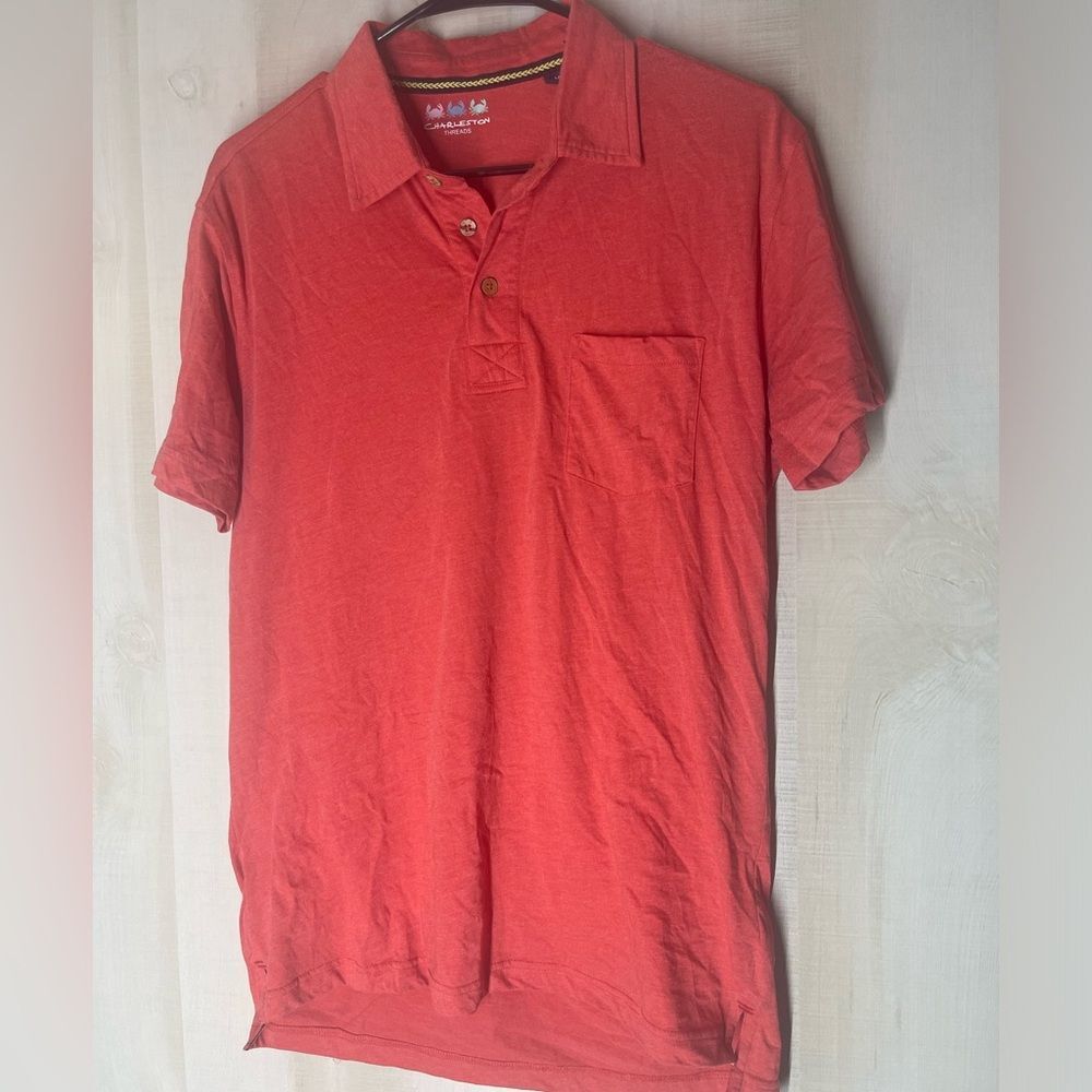 Charleston Threads orange short sleeve‎ polo, size medium